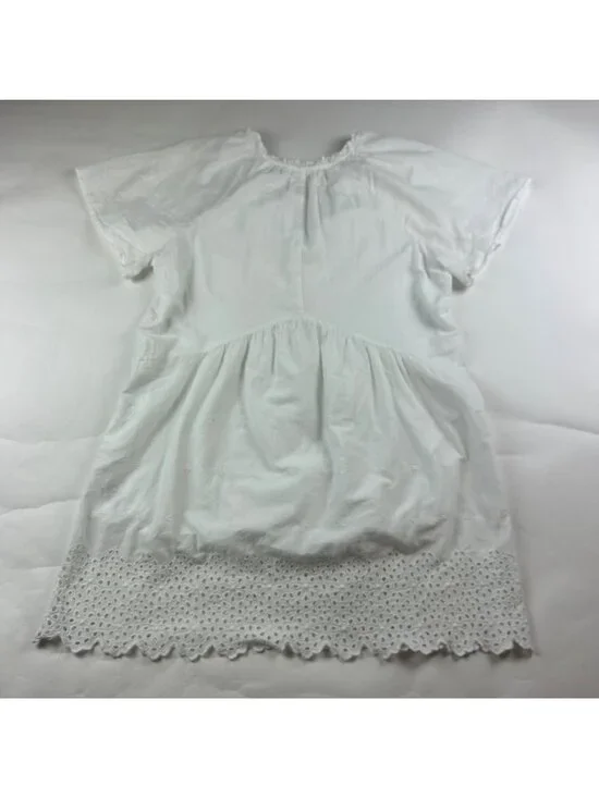 Old Navy White Cotton Eyelet Babydoll Mini Dress L - Picture 5 of 8